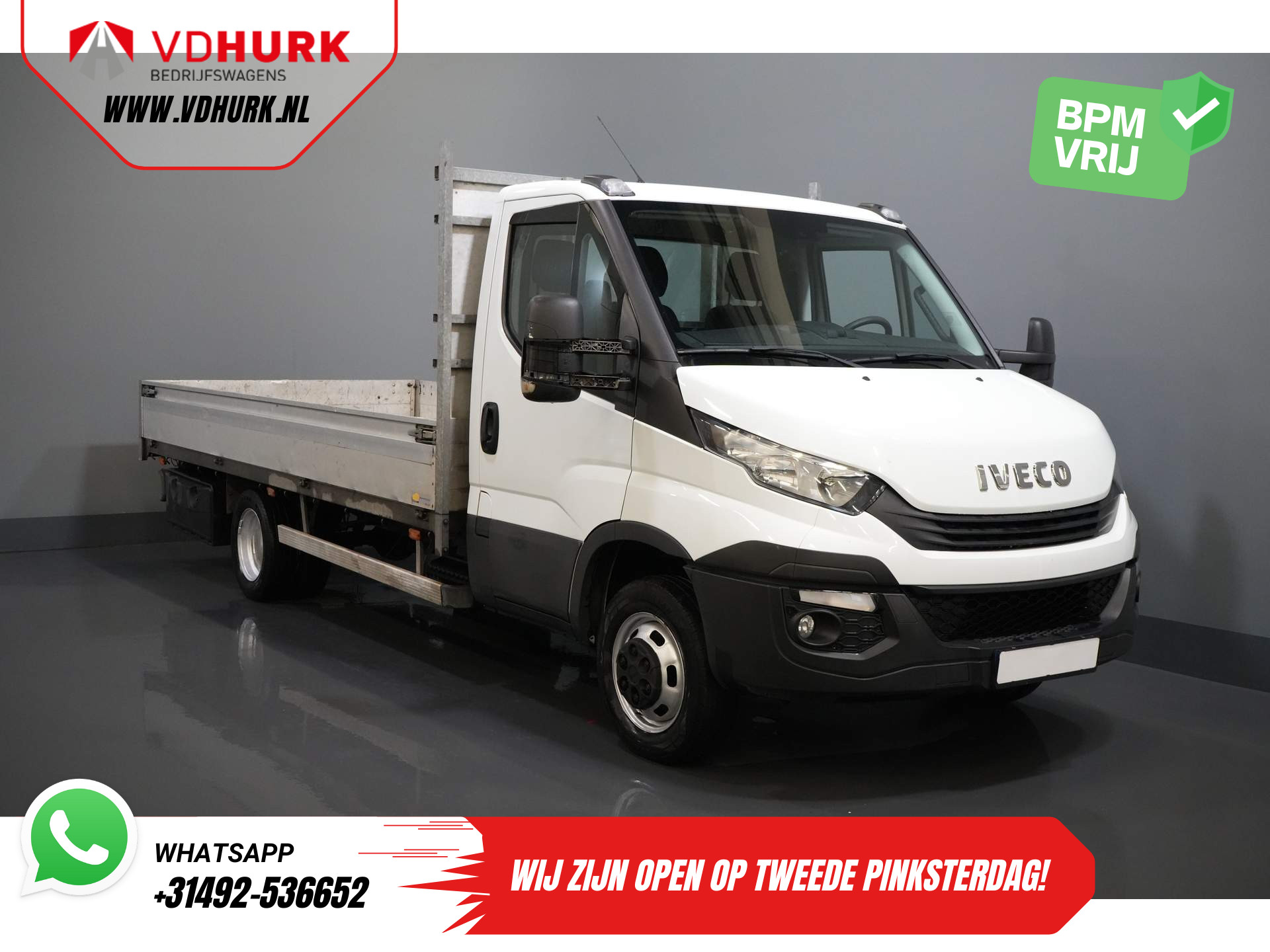 Iveco Daily 35C15 3.0 150 pk (450x210) Open Laadbak/ 3.5t Trekverm./ Tachograaf/ Gev.stoel/ Climate/ Cruise/ Trekhaak/ Pick Up