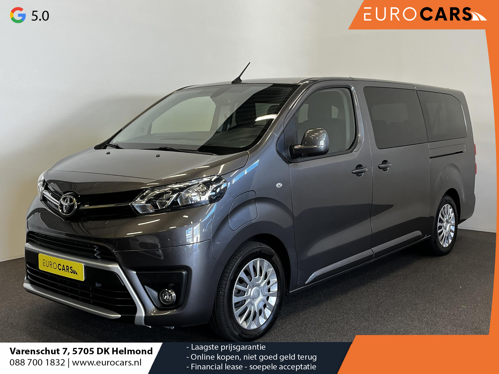 Toyota ProAce Electric Shuttle Long Extra Range Cool 75 kWh 9 pers. Navigatie Apple Carplay/Android Auto Parkeersensoren Cruise Control Lichtmetalen velgen Getinte ramen Airco