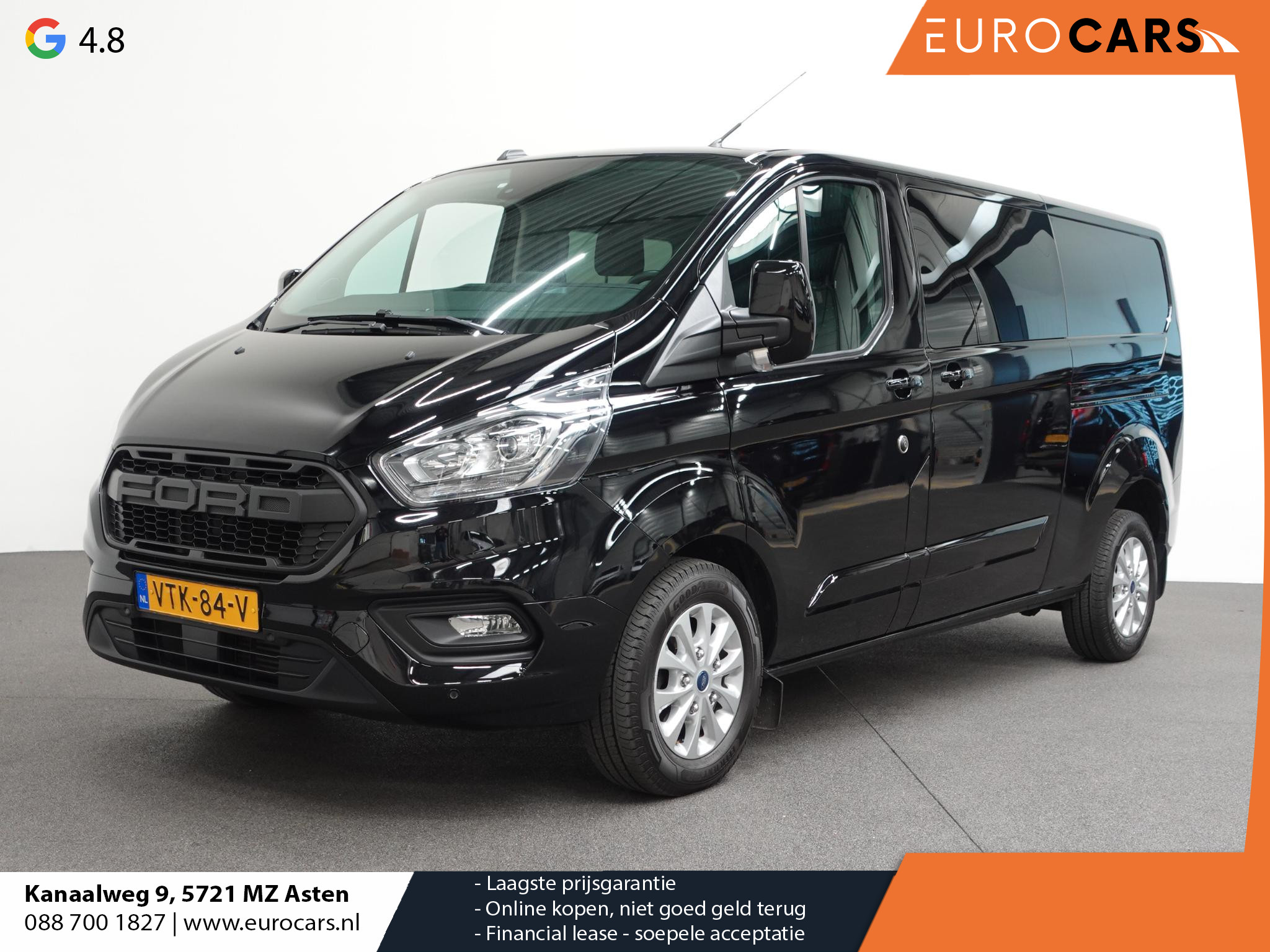 Ford Transit Custom 130pk Automaat L2H1 Limited Dubbele Cabine 2x Schuifdeur Raptor Edition Navigatie Airco Cruise control Trekhaak parkeersensoren