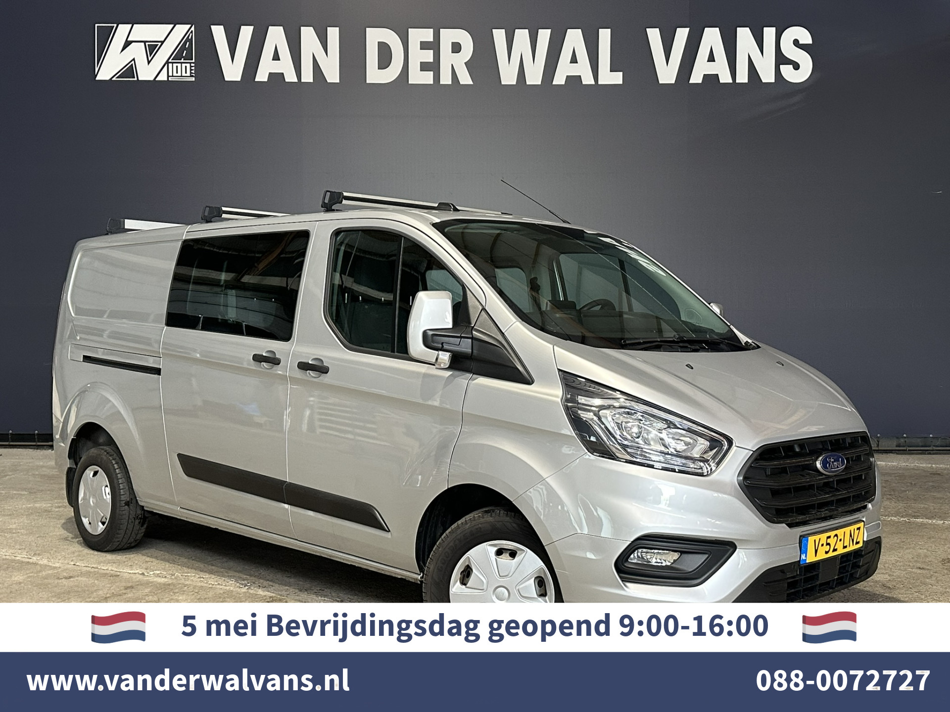 Ford Transit Custom 2.0 TDCI 130pk L2H1 Dubbele Cabine Euro6 Airco | Camera | LED | Apple Carplay | 5-Zits | Dakdragers Isofix, Android Auto, Cruisecontrol, 2800kg Trekhaak, Parkeersensoren, Stoelverwarming, Verwarmde voorruit