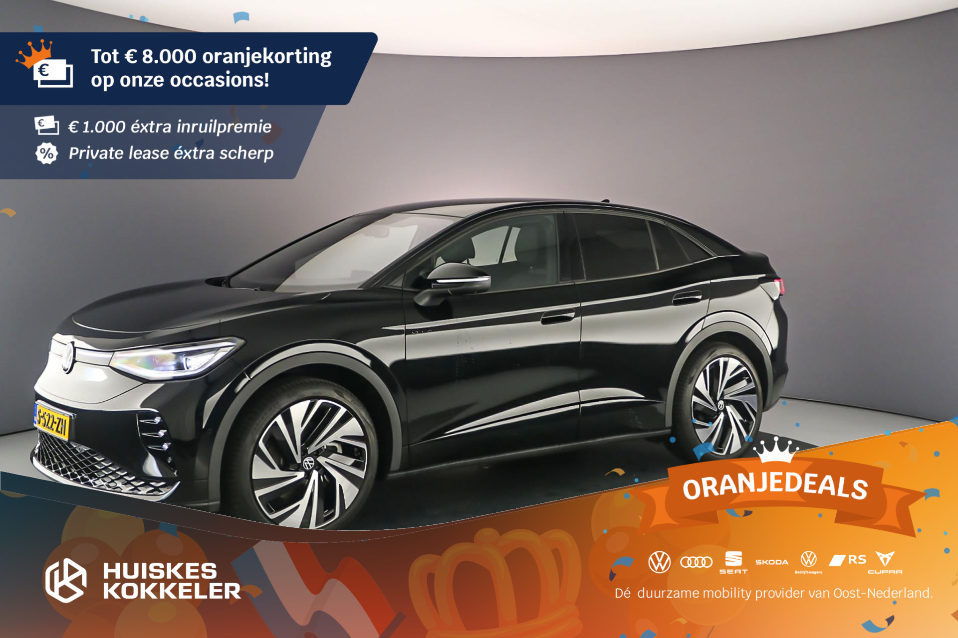 Volkswagen ID.5 GTX 300pk Automaat Trekhaak, Panoramadak, LED matrix koplampen, Navigatie, 360 camera, Head up display, Stuurwiel verwarmd, Elektrische achterklep, Stoelverwarming, Parkeersensoren