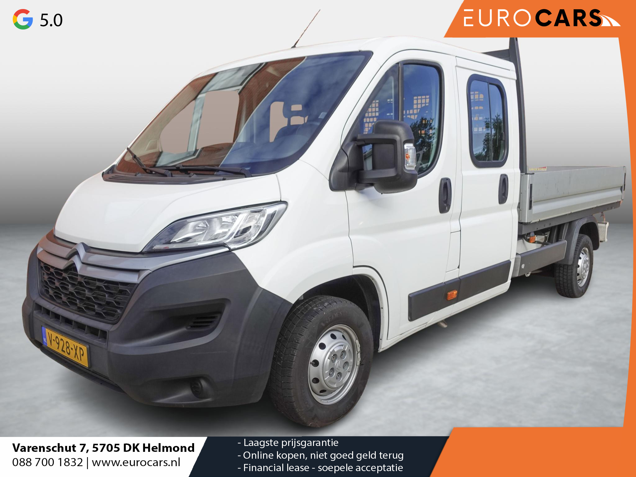 Citroën Jumper 131pk Open laadbak Dubbele Cabine 7 persoons 2.5t Trekhaak Airco Euro6 *