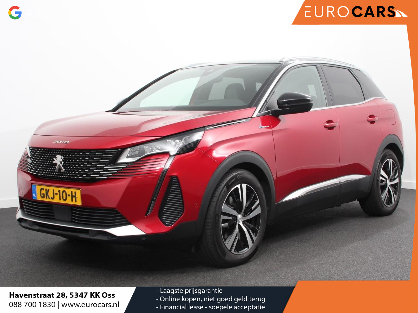Peugeot 3008 1.6 HYbrid4 300 Blue Lease GT Climate control Adaptive cruise control Parkeersensoren Camera LED Apple Carplay/ Android Auto Keyless Navigatie