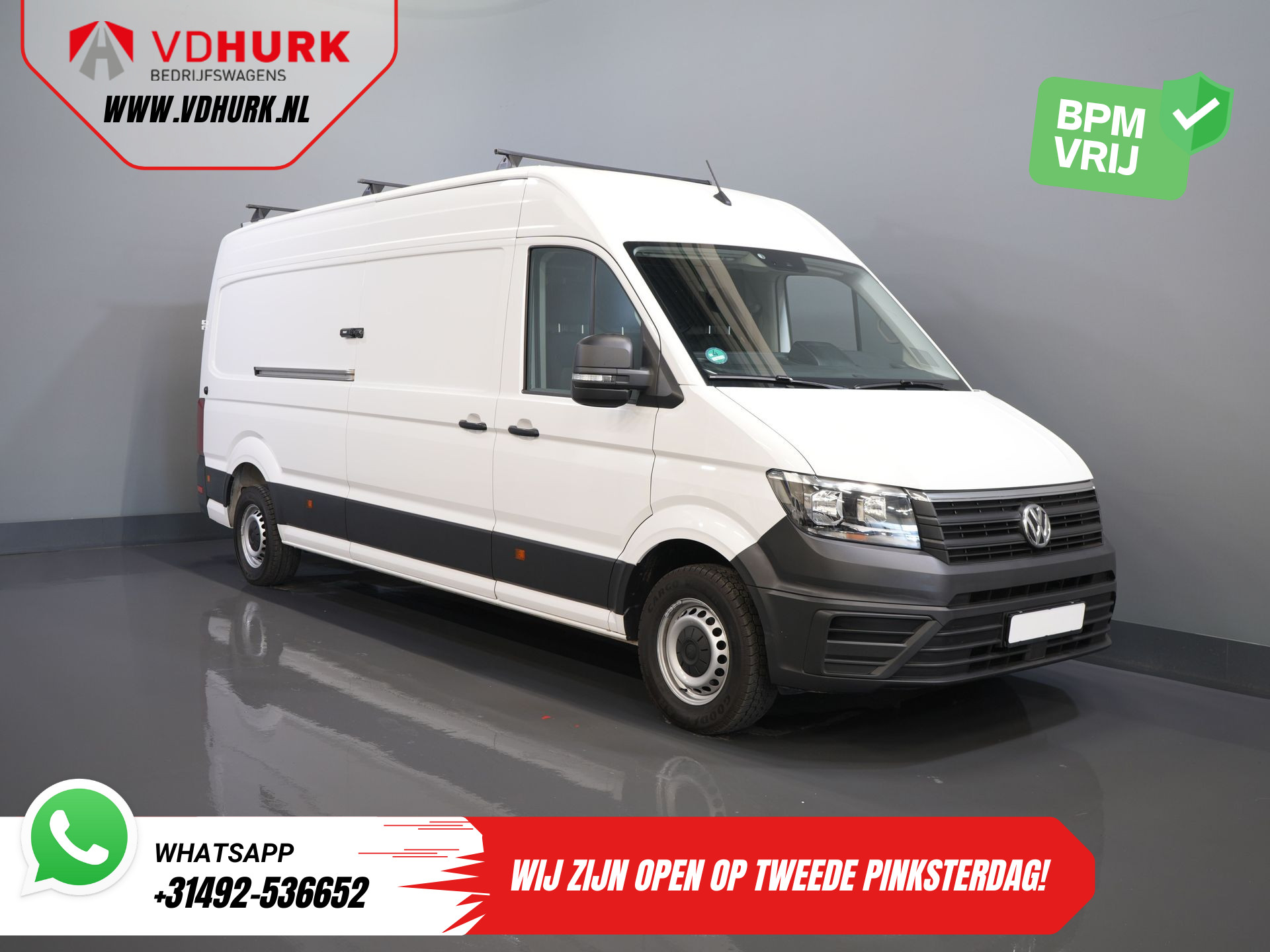 Volkswagen Crafter 35 2.0 TDI 180 pk L4H3 BPM VRIJ! RWD Tacho/ 270gr deuren/ 3.5T trekverm./ Navi/ Carplay/ Climate/ Camera/ Cruise/ Trekhaak