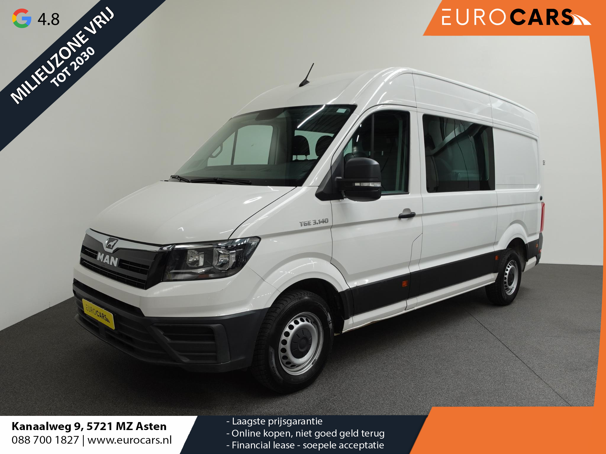 MAN TGE 3.140 2.0 TDI 140pk Dubbele Cabine L3H3 7 persoons Navigatie Apple Carplay/Android Auto Trekhaak Cruise Control Bluetooth Airco Camera