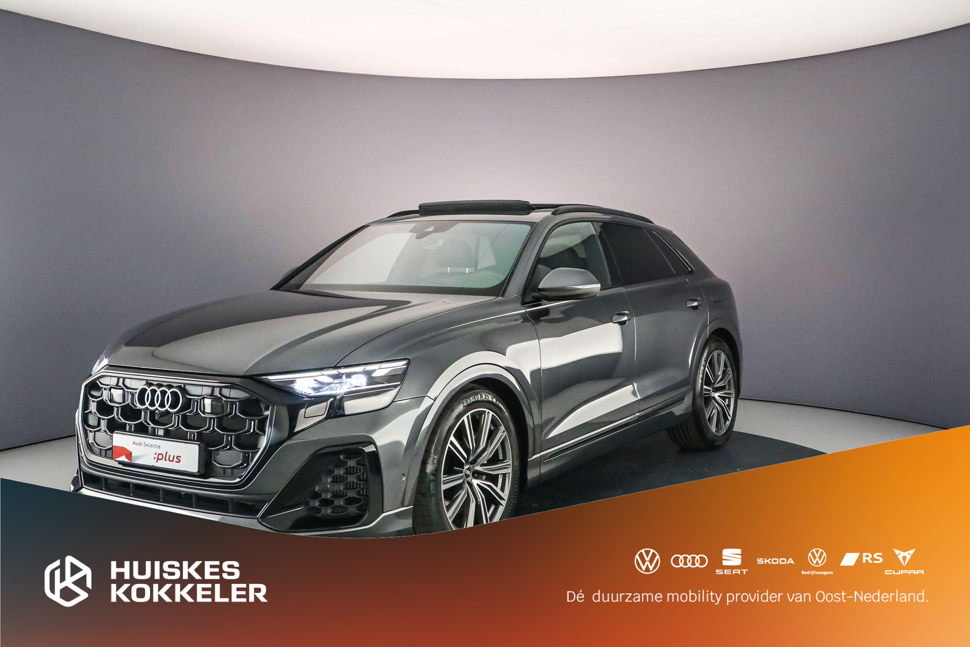 Audi Q8 55 TFSI e Pro Line S | Pano | B&O | Head Up | 360Cam | Matrix | Trekhaak | 4-Wiel Besturing | S-Line | Parkeerassist |