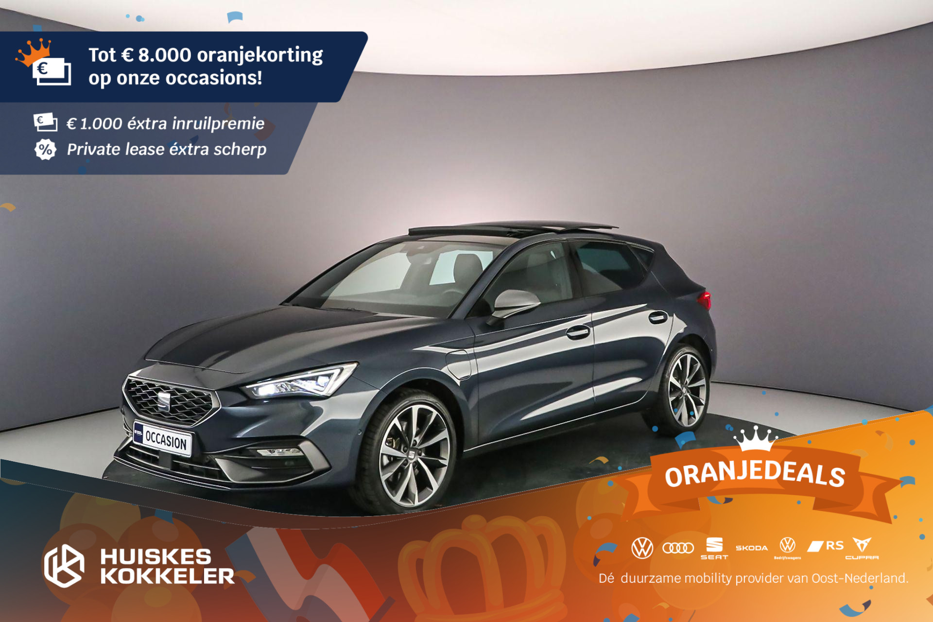 SEAT Leon FR Business Intense 1.4 TSI e-Hybrid 204pk DSG Automaat Panoramadak, Adaptive cruise control, Navigatie, Achteruitrijcamera, LED verlichting, Stuurwiel verwarmd, Parkeersensoren