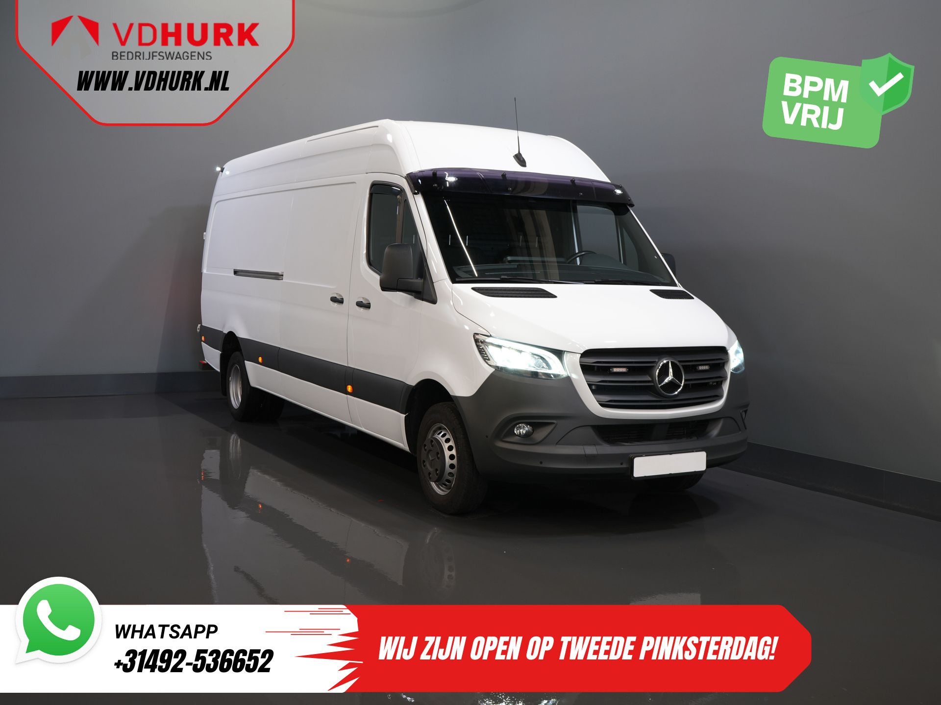 Mercedes-Benz Sprinter 519 3.0 CDI V6 Aut. L3H2 BPM VRIJ! LED/ Dubbel lucht/ 270Gr. Deuren/ Alarm III/ Navi/ Carplay/ Camera/ PDC/ Cruise/ Trekhaak/ Airco