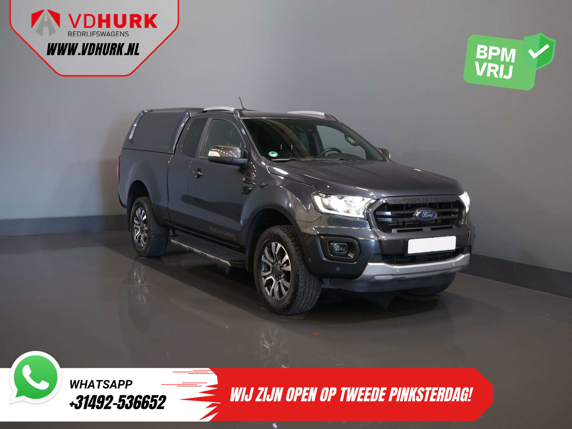 Ford Ranger 2.0 TDCI 215 pk Aut. Wildtrak Supercab/ 4x4/ Adapt.Cruise/ Leder/ 3.5T trekverm./ Bi-Xenon/ Stoelverw./ Voorruitverw./ Climate/ Navi/ Carplay/ LMV/ PDC/ Trekhaak