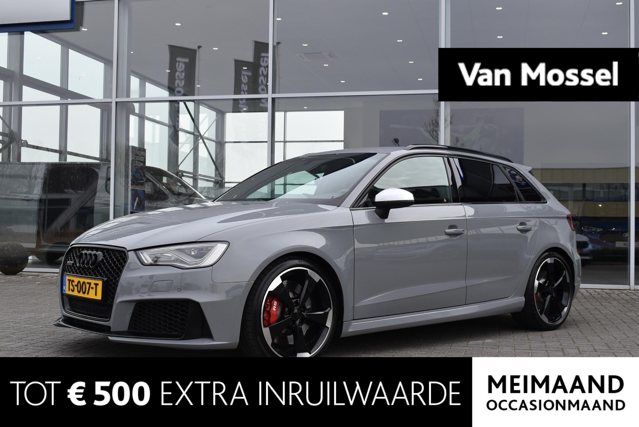Audi RS3 A3 Sportback 2.5 TFSI quattro Pro Line Plus | Climate Control | Cruise Control | Navigatie | Stoel Verwarming | Nardo Grijs | Lederen Sportstoelen | Premium Geluidsysteem Bang & Olufsen | 19"Lichtmetalen Velgen (Zwart) |